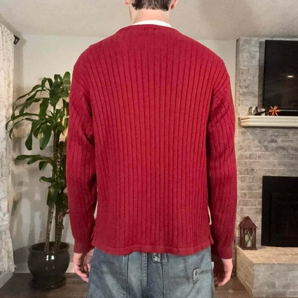 Arrow USA 1851 Ribbed Striped Sweater Red Large - Picture 3 of 8